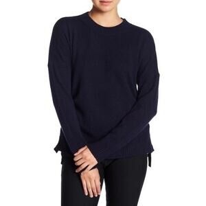Derek Lam 10 Crosby LN Dark Navy Blue 100% Cashmere Side Tie Pullover Sweater L